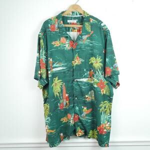 Tommy Bahama XXL Silk Camp Shirt Christmas Santa Holiday Button Up Hawaiian